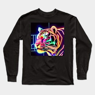 Trippy Psychedelic Neon Tigers 3 Long Sleeve T-Shirt